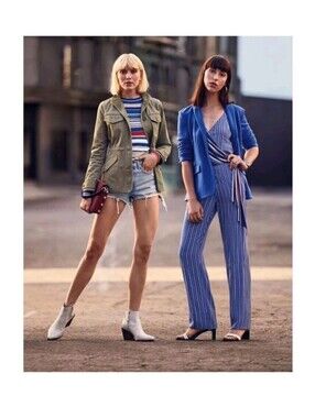 Rag&Bone Silk Striped Blue High-Waist Wide-Leg Jumpsuit. Sz 6. Nwt